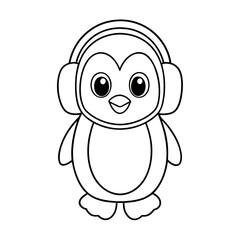 Obraz premium Printable Happy Penguin Wearing Hat Black Outline
