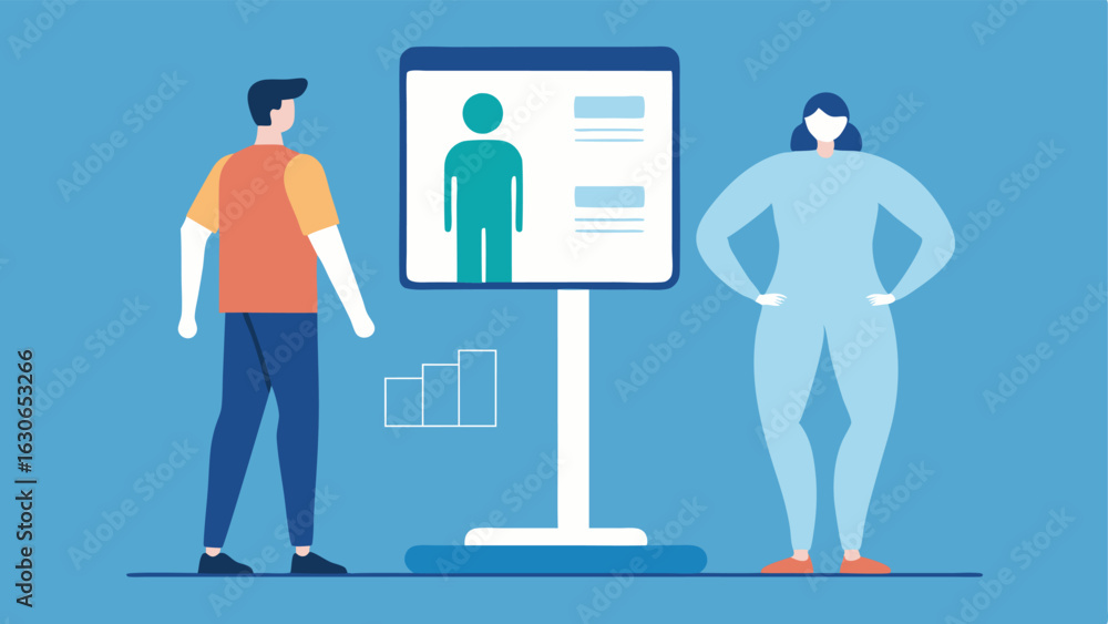 Aufkleber body composition analysis the patient standing on a hightech body composition scale that displays me