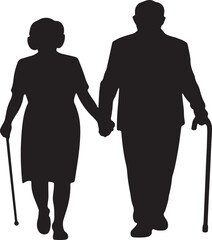 Elderly Couple Silhouette A Symbolic Depiction of Aging Together and Enduring Companionship
