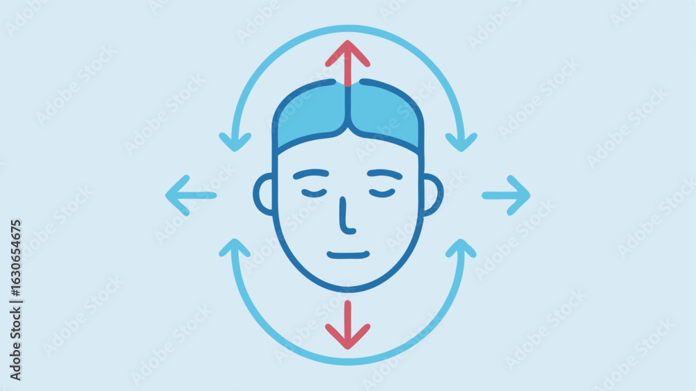 Poster cooling process an outline of the face with arrows indicating the cold flow process from the cryothe