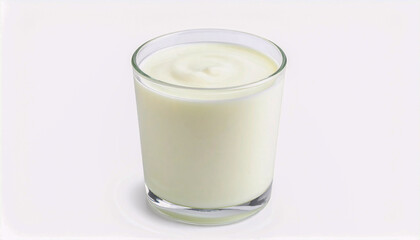 Glass of Plain White Yogurt Isolated