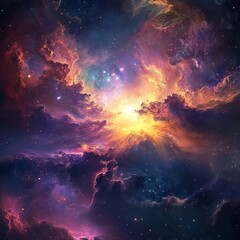 Fototapeta premium A colorful space with a sun in the middle