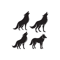  Black wolf howling vector silhouette