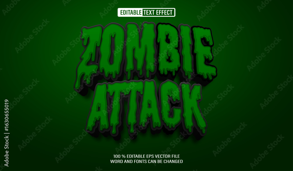 Poster editable 3d text style effect - zombie attact text effect template