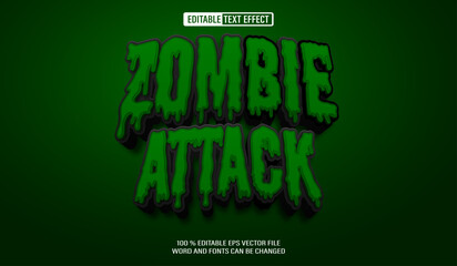 Editable 3d text style effect - Zombie Attact text effect Template