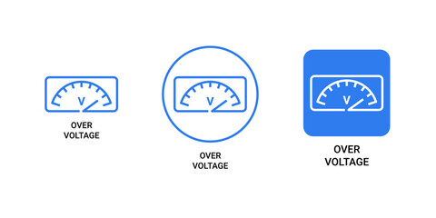 Overvoltage Protection Meter Icons for Electrical Monitoring and Safety Indication