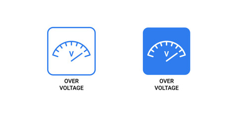 Overvoltage Meter Gauge Icon Set for Electrical Safety and Power Monitoring