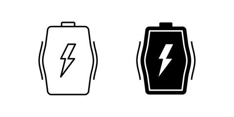 Overcharge Battery Icon with Lightning Bolt Symbol for Power and Energy Warning