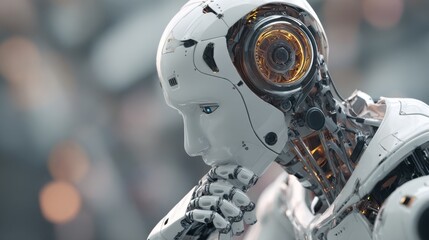 Fototapeta premium thoughtful robot head detailed design