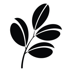 Silhouette black vector vector art of black silhouette of a plant branch with leaves isolated on white background