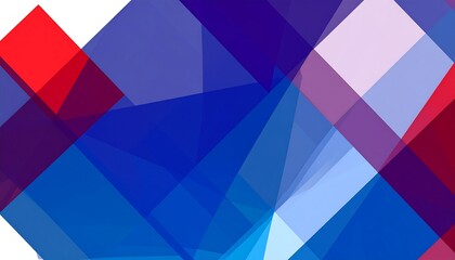 Abstract geometric pattern with overlapping translucent blue, red, and purple polygons
