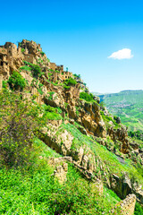 Epic Ruins of the Mountain Ghost Village Gamsutl. Caucasus