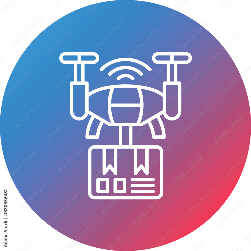 Poster drone delivery line gradient circle background icon