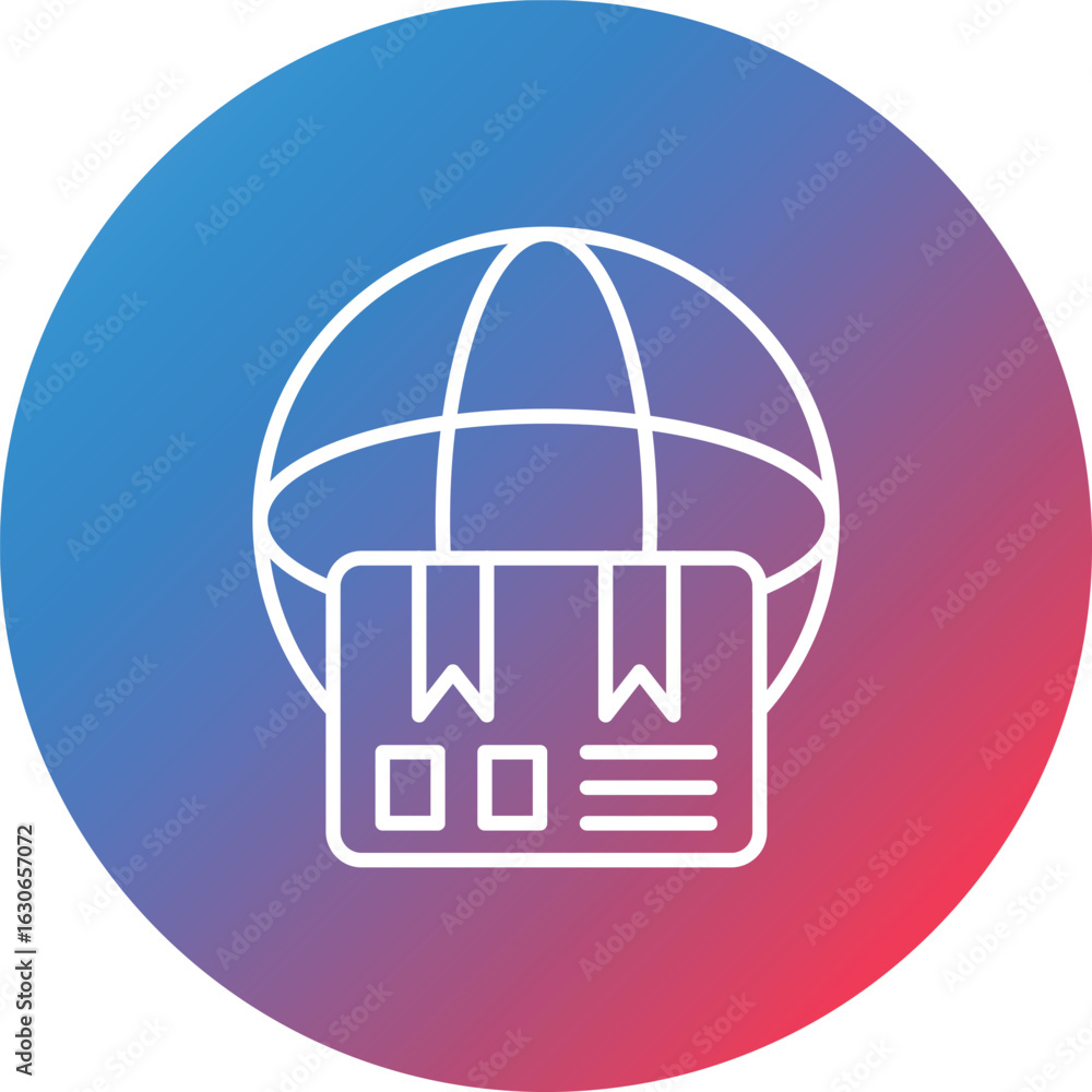 Poster global delivery line gradient circle background icon