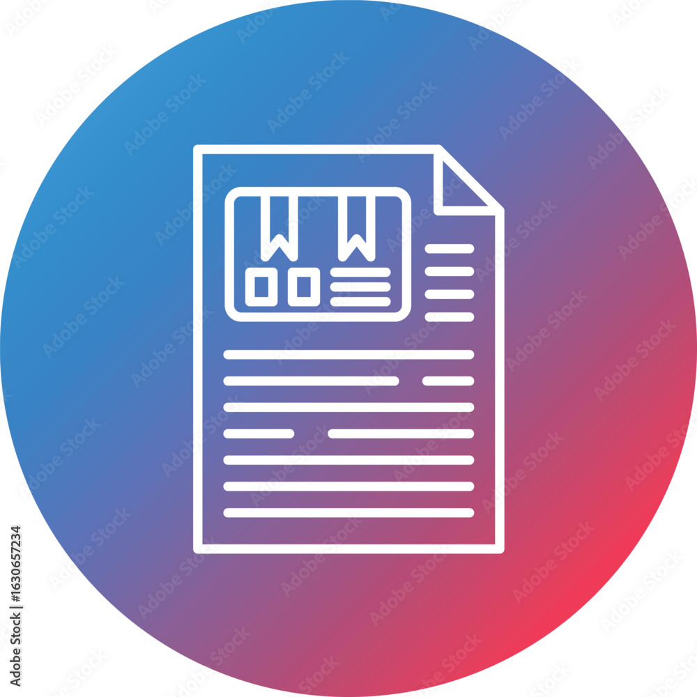 Poster delivery note line gradient circle background icon