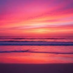 Fototapeta premium Vibrant sunset over a tranquil beach.