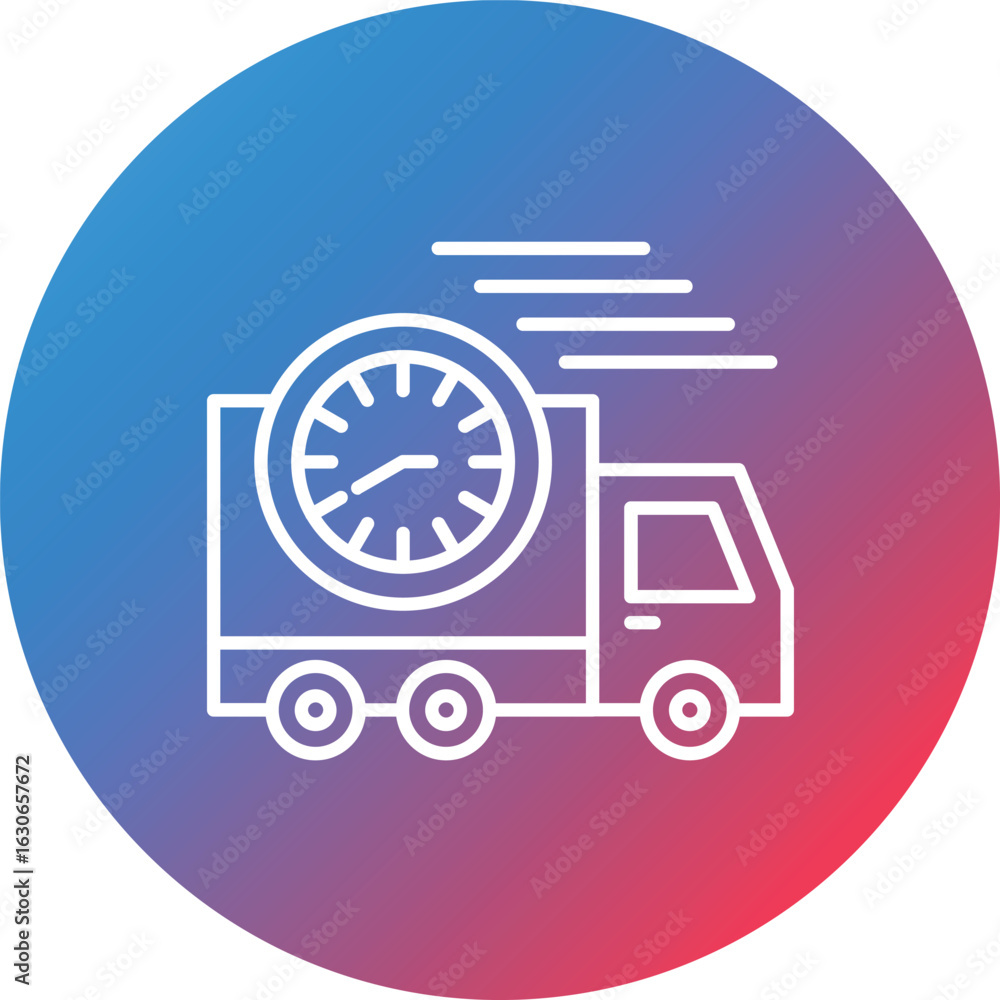 Poster fast delivery line gradient circle background icon