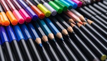 Naklejka premium Colorful art supplies close-up