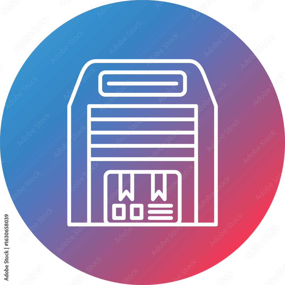 Poster warehouse line gradient circle background icon