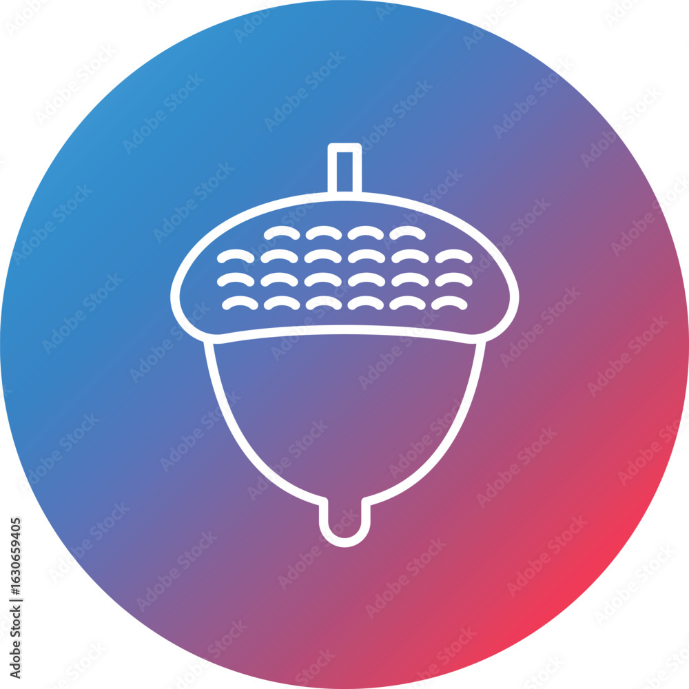 Poster acorn line gradient circle background icon