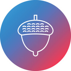 Acorn Line Gradient Circle Background Icon
