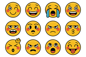 Fototapeta premium Emoji Set A Collection of Diverse Facial Expressions