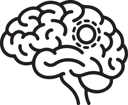 Line art vector icon of a brain tumor  - Powered by Adobe