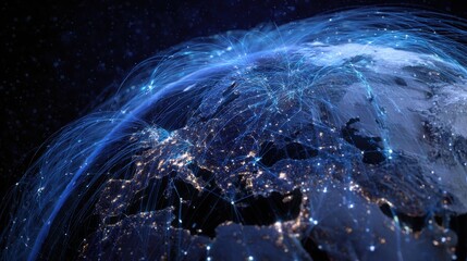 global network connections earth night