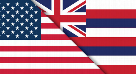 American Flag with a Flag of Hawaii State Vector ilustration	
