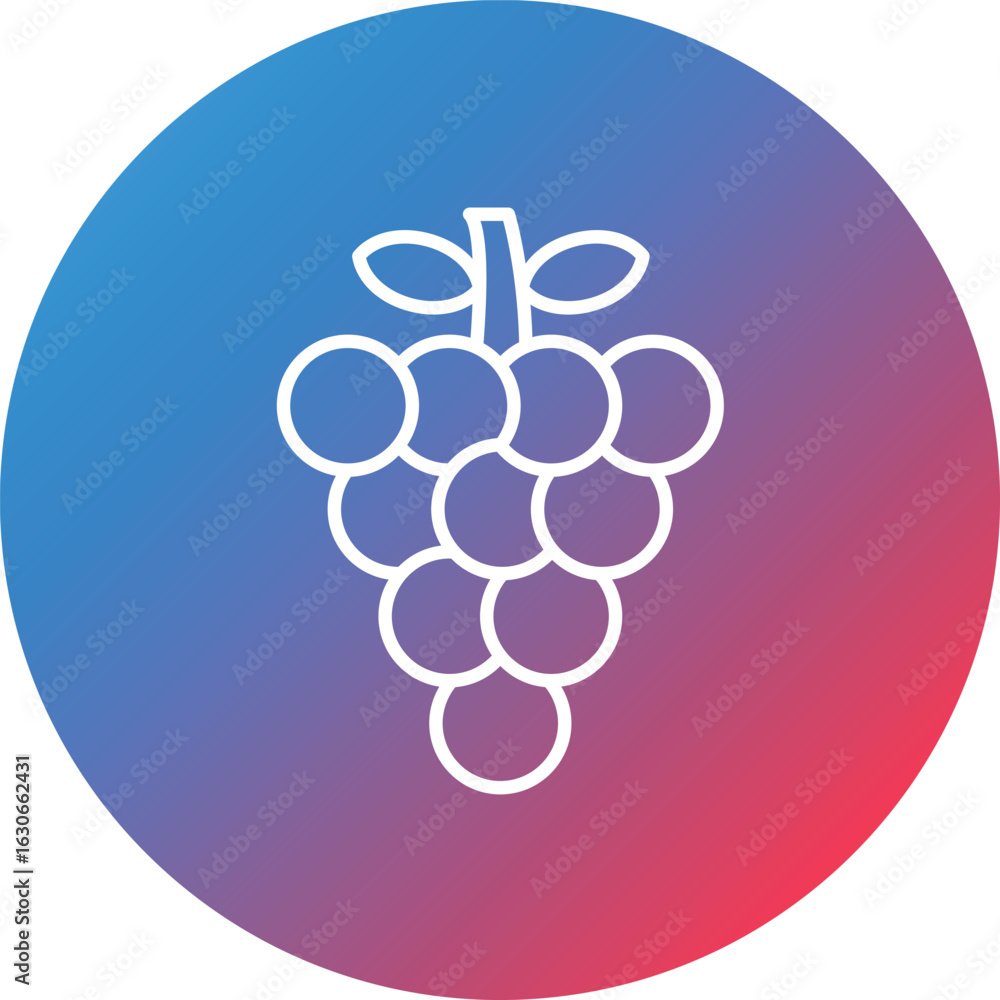 Poster grapes line gradient circle background icon