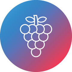 Grapes Line Gradient Circle Background Icon