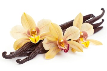Vanilla flower and ingredients orchids arrangement photography.