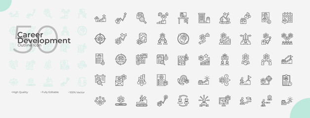 Career Development Line Editable Icons set. Vector illustration in modern thin line style of Career Development icons: development, job, growth, etc