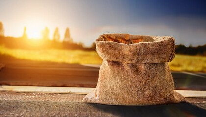 sacco di juta vuoto su gradino assolato