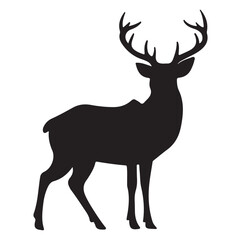 Silhouette of a Deer with Antlers