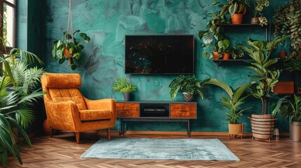 Living room with leather armchair