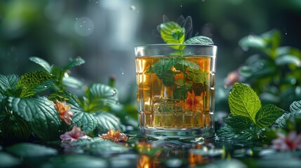 Mint tea fresh leaves