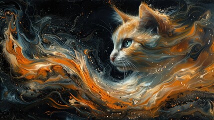 Molten filigree cat spatial concept art