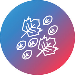 Leaves Falling Line Gradient Circle Background Icon
