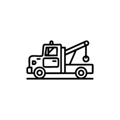 Naklejka premium Outline icon of a tow truck, symbolizing vehicle recovery, roadside assistance, or towing services. 