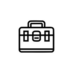 Fototapeta premium Outline icon of a toolbox, symbolizing repair tools, maintenance equipment, and construction kits in a professional and minimalistic style. 