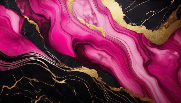 luxury black gold hot pink marble texture background opulent design for premium products