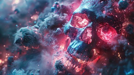 Skull emerging from sky