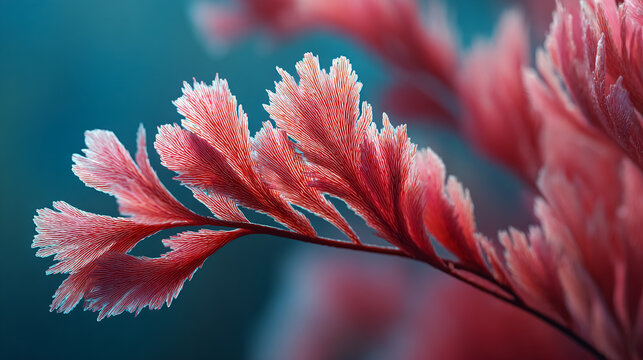Red Algae Closeup: Detailed macro shows underwater plant, design element. Ideal for science, nature, marketing, web use.