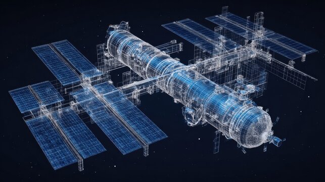 space station digital blueprint design - Powered by Adobe