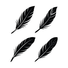 A set of feather or quill art illustration, suitable for a design element