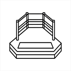 Boxing Ring on Laptop Icon Line Art Vector