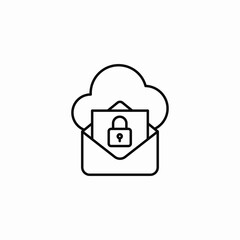 cloud email locked icon sign vector
