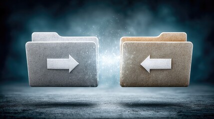 Concept of digital file transfer between folders