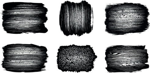 Vector art of collection of grunge brush stroke textures isolated on white background transparent background